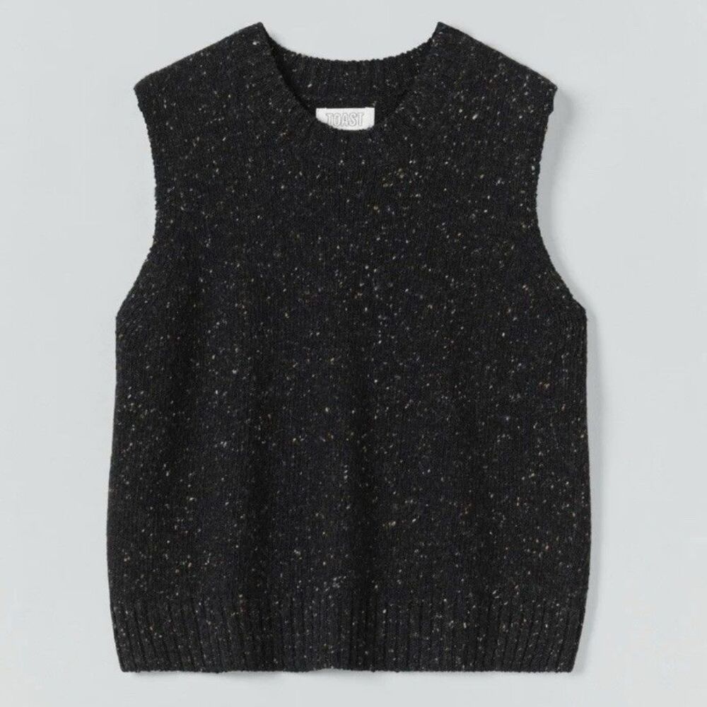 TOAST Donegal Merino Wool Sweater Vest Women’s Large Graphite Gray Sleeveless